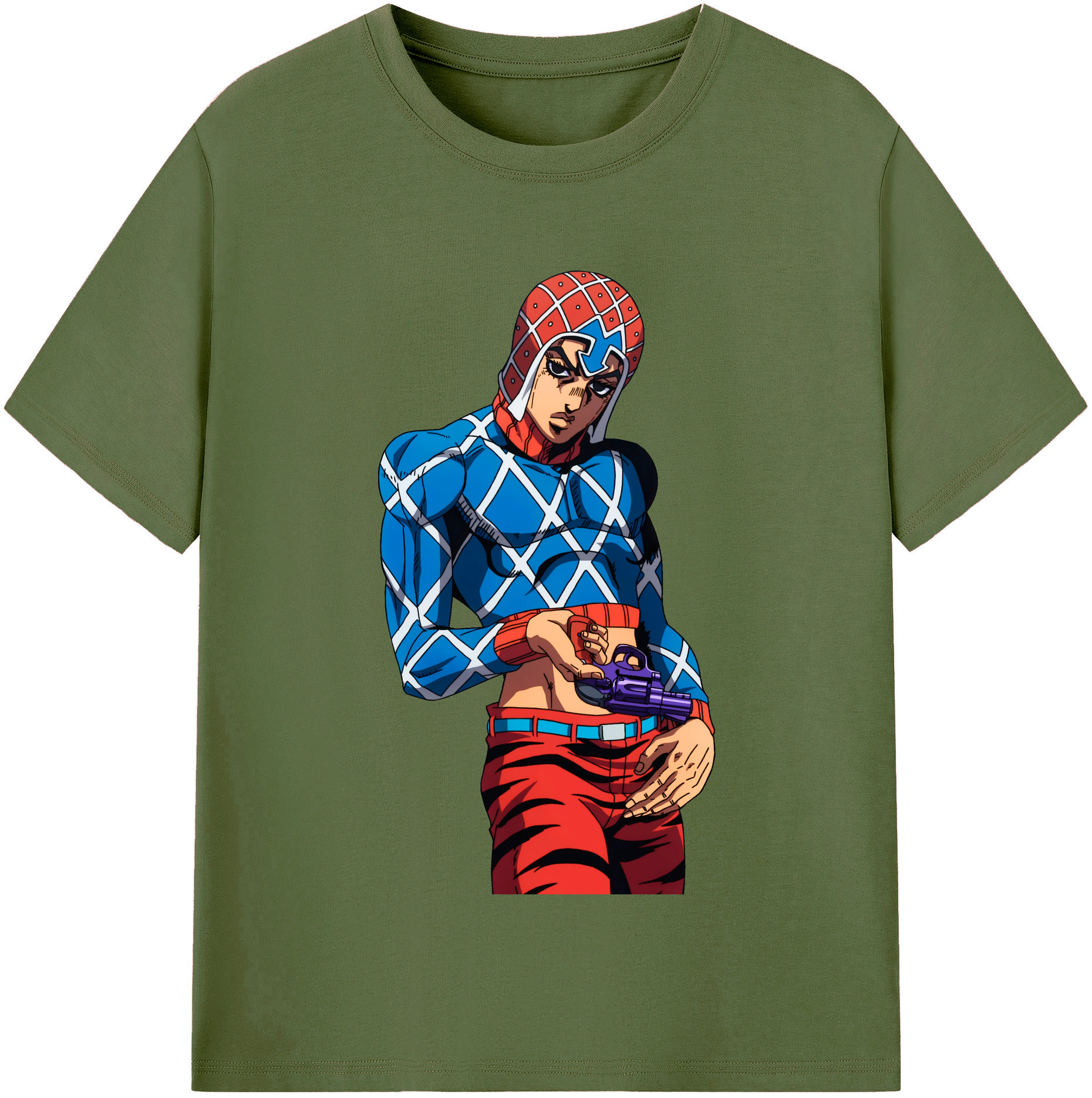 （画像用） ジョジョの奇妙な冒険 グイード?ミスタ JoJo's Bizarre Adventure Guido Mista 綿100％半袖Tシャツ（フロントプリント）